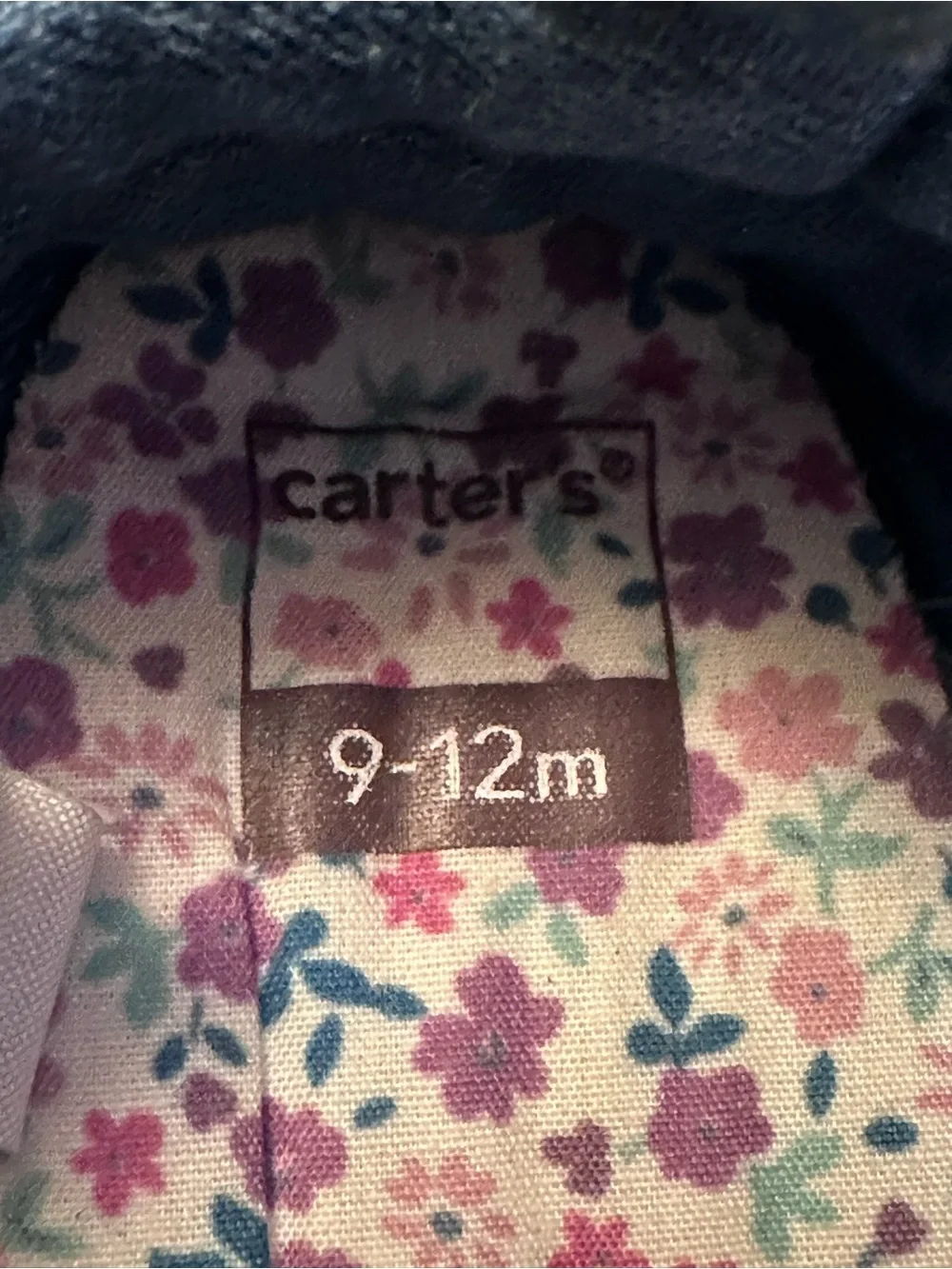 🎀 Carter’s Denim Bow Baby Shoes 9-12M Chambray First Walker *